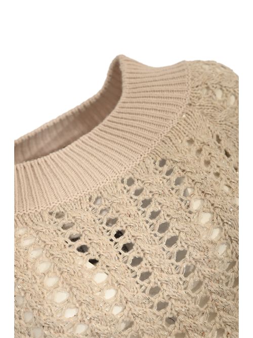 Maglia trecce in misto lana e cashmere con paillettes D. Exterior | 611827GESS
